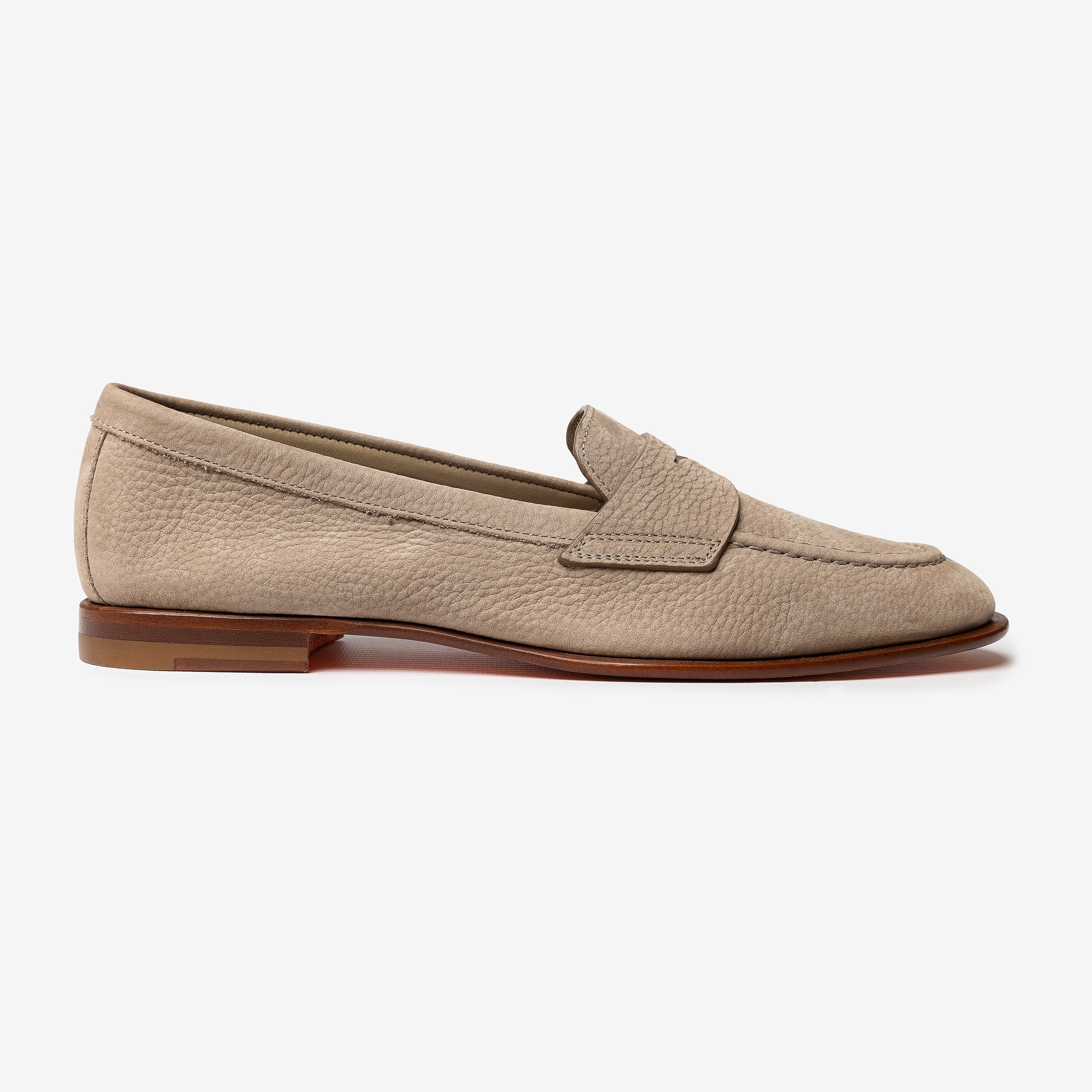 Beige nubuck penny loafer
