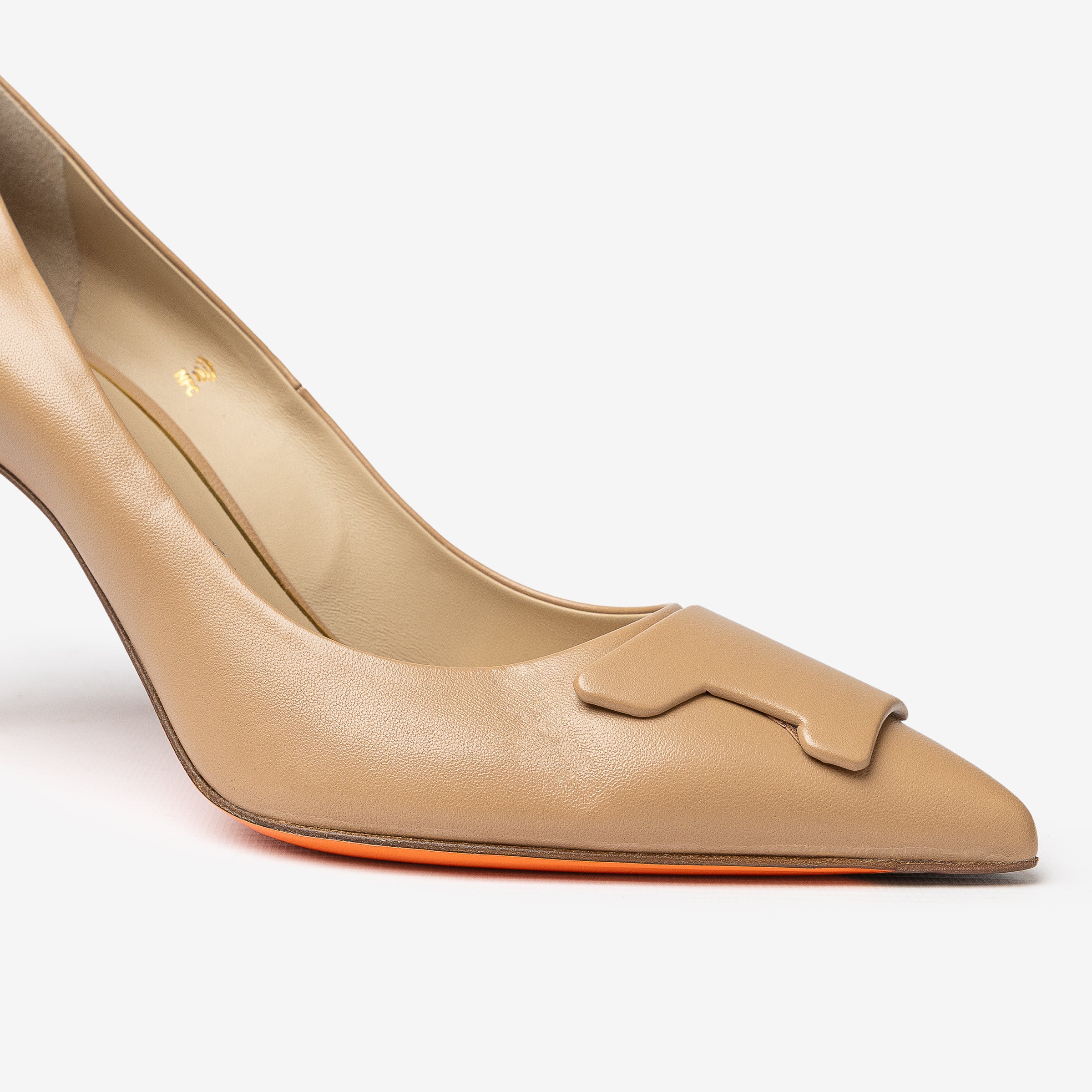 Beige leather high-heel Sibille pump