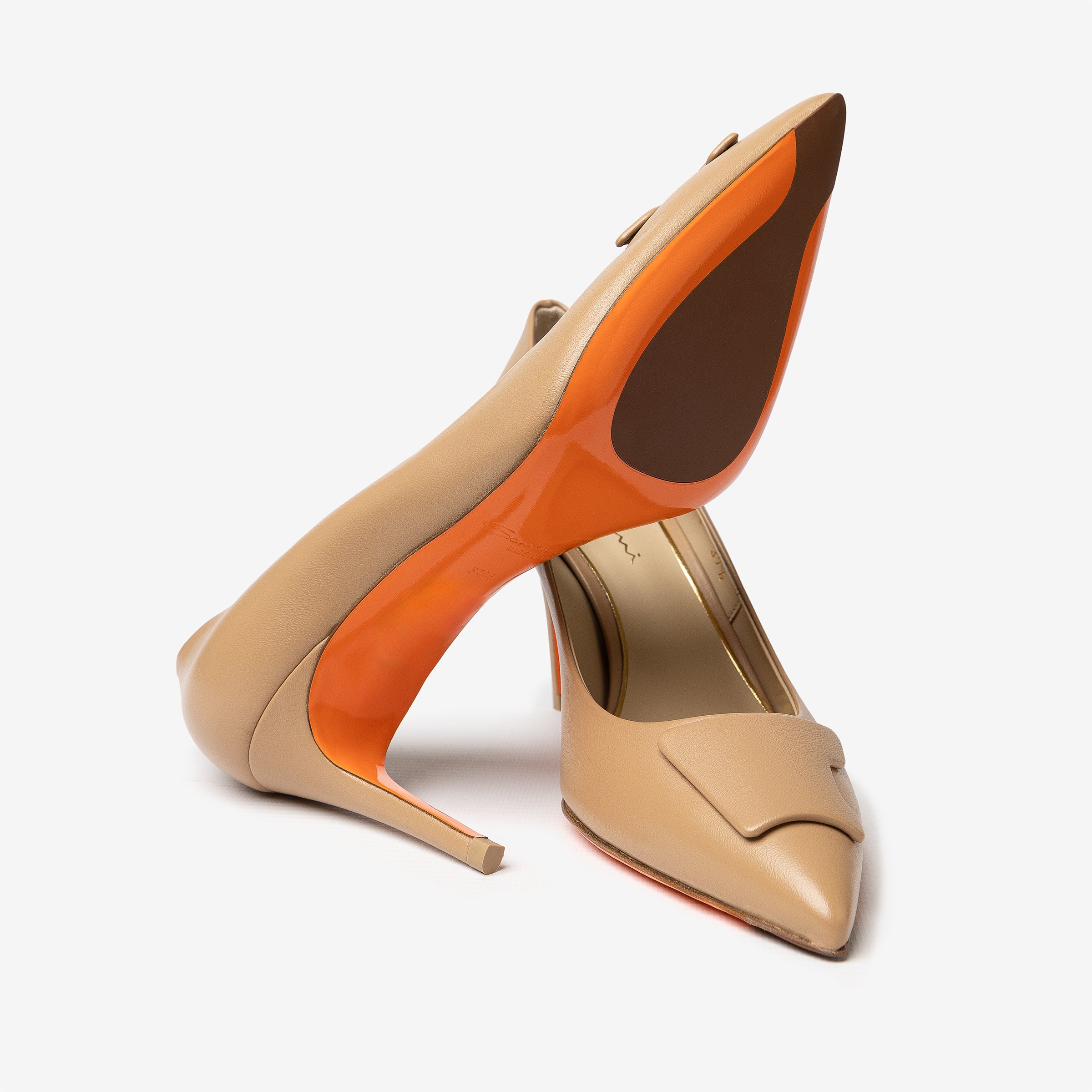 Beige leather high-heel Sibille pump