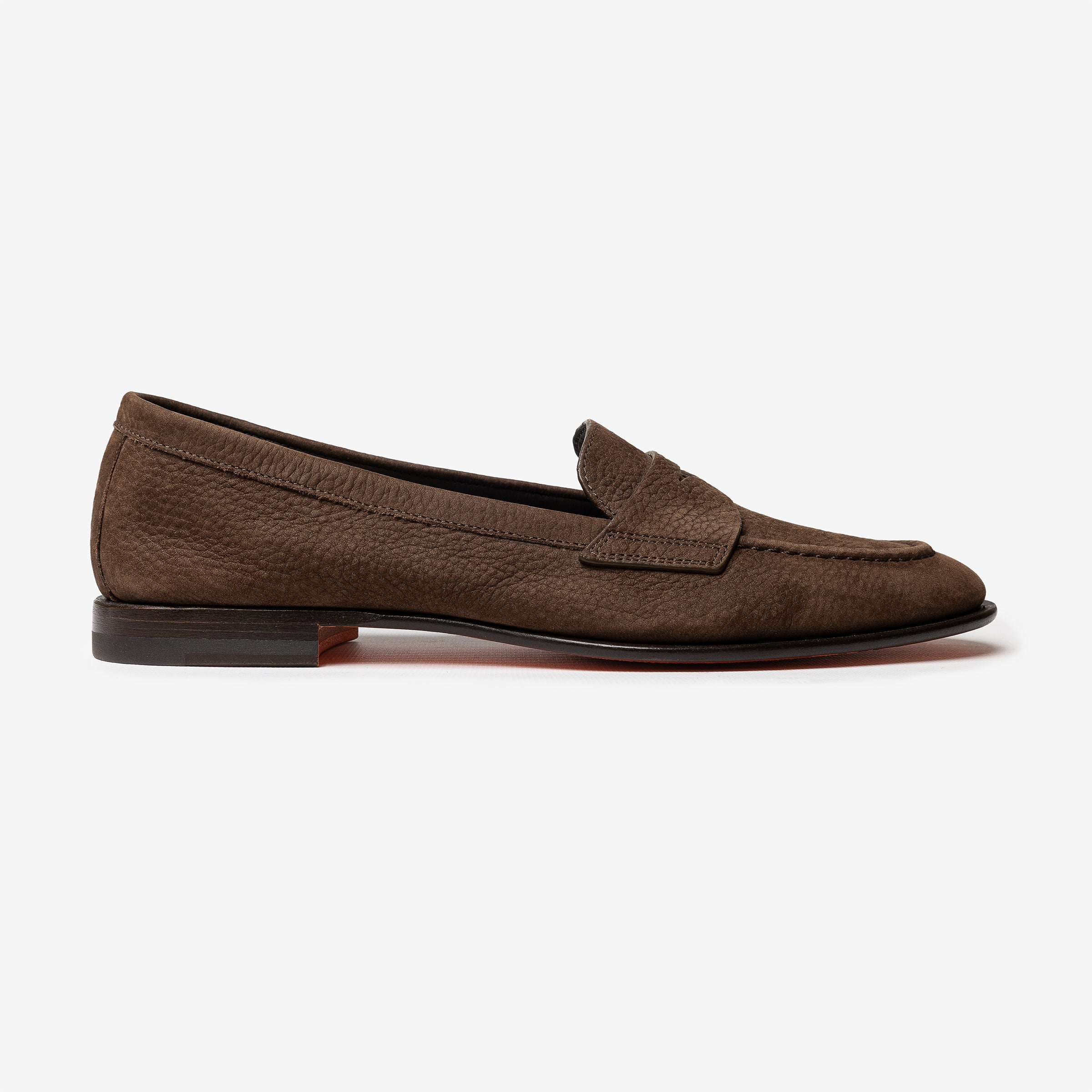 Brown nubuck penny loafer