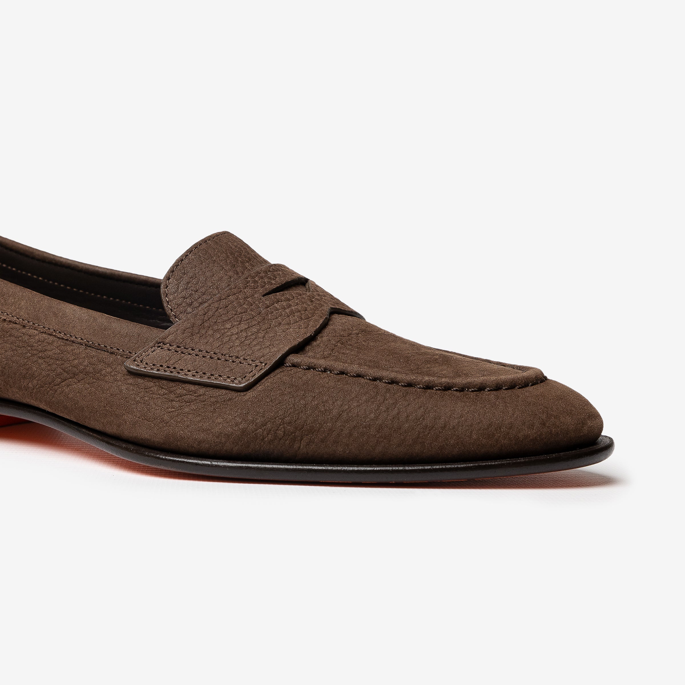 Brown nubuck penny loafer