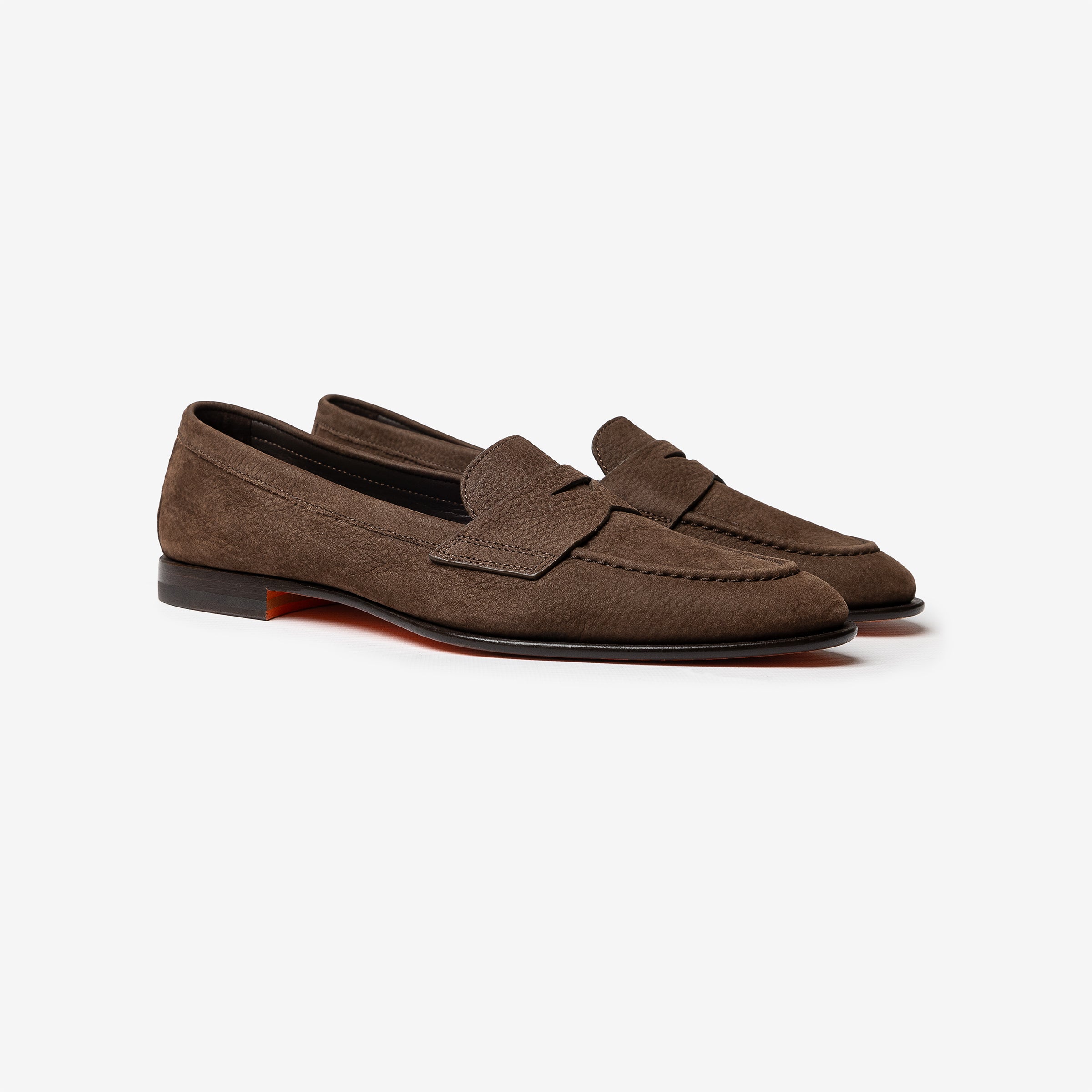 Brown nubuck penny loafer