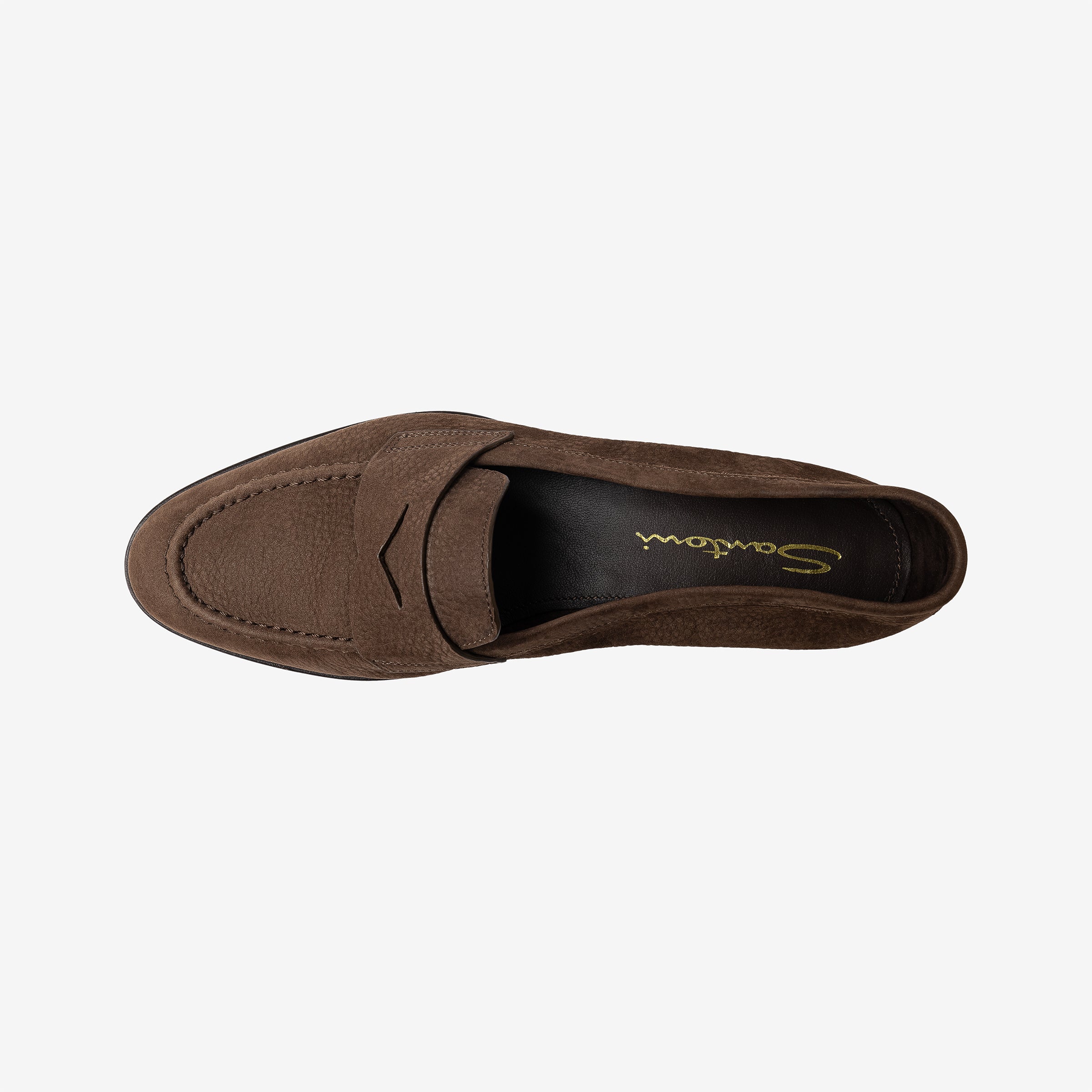 Brown nubuck penny loafer