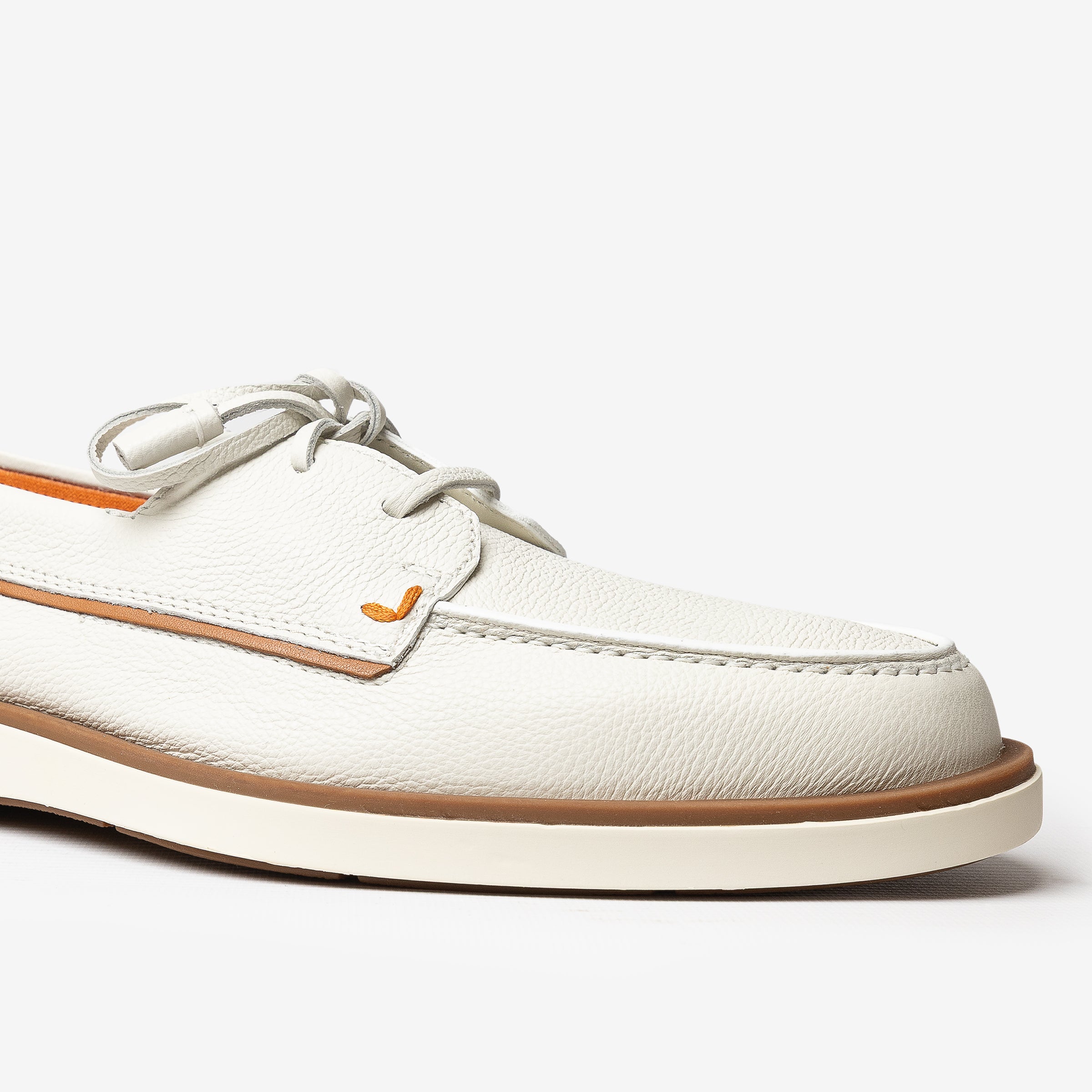 White grained leather yachting loafers