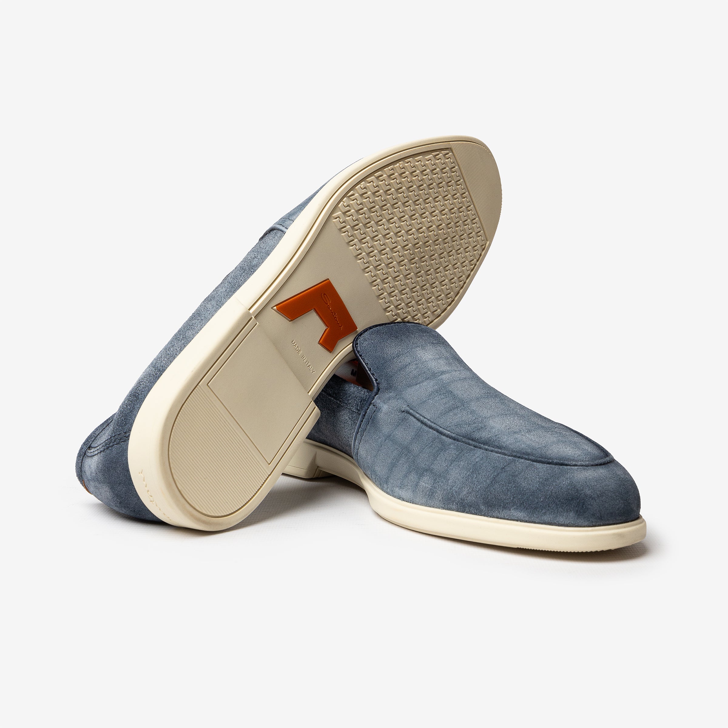 Light blue suede Malibu loafers