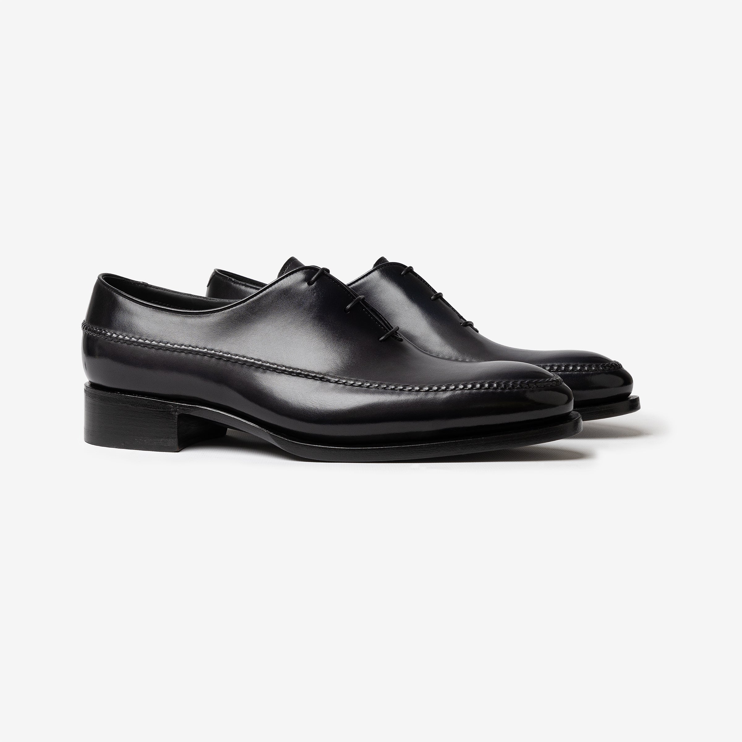 Gray leather Meraviglia Collection Richelieu shoe