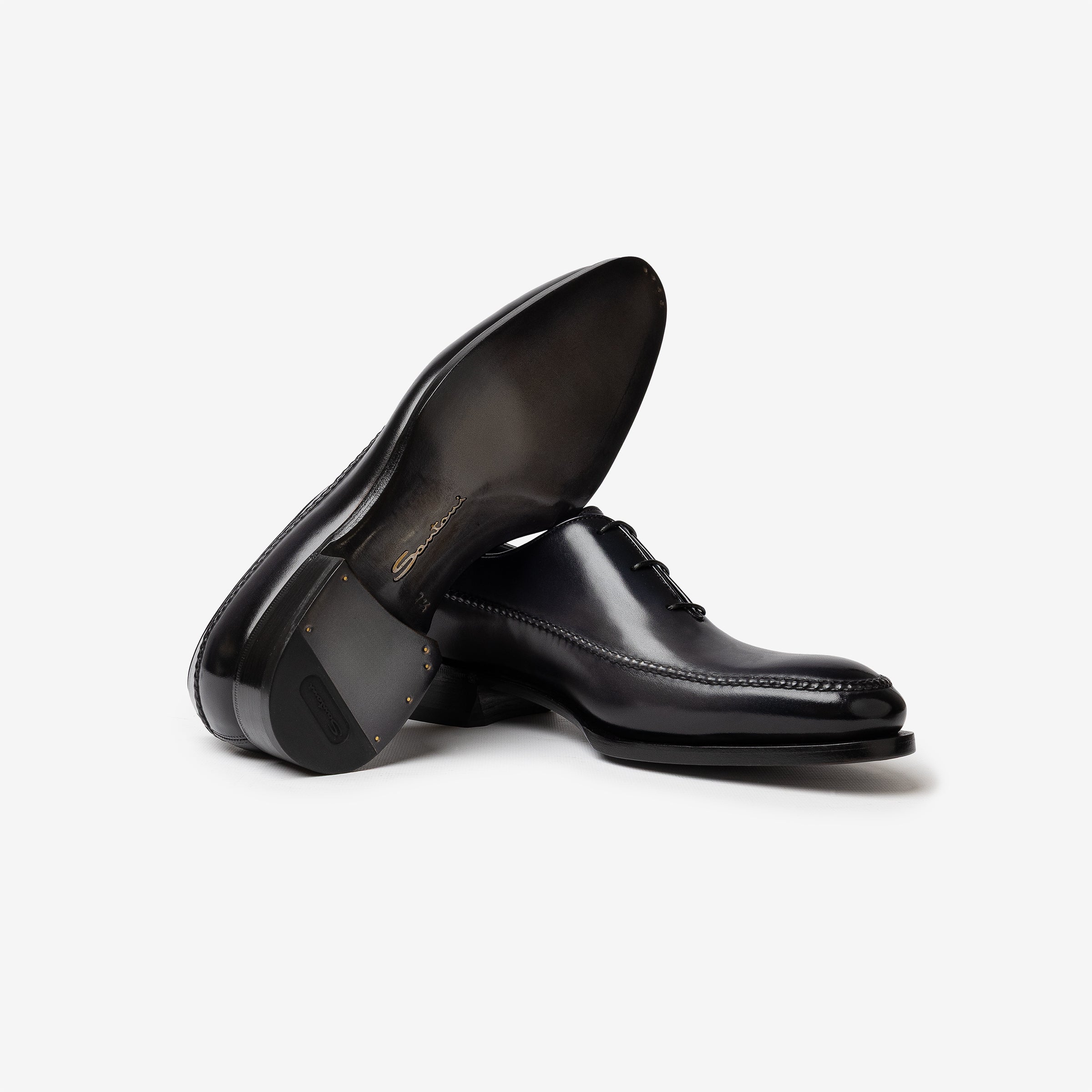 Gray leather Meraviglia Collection Richelieu shoe