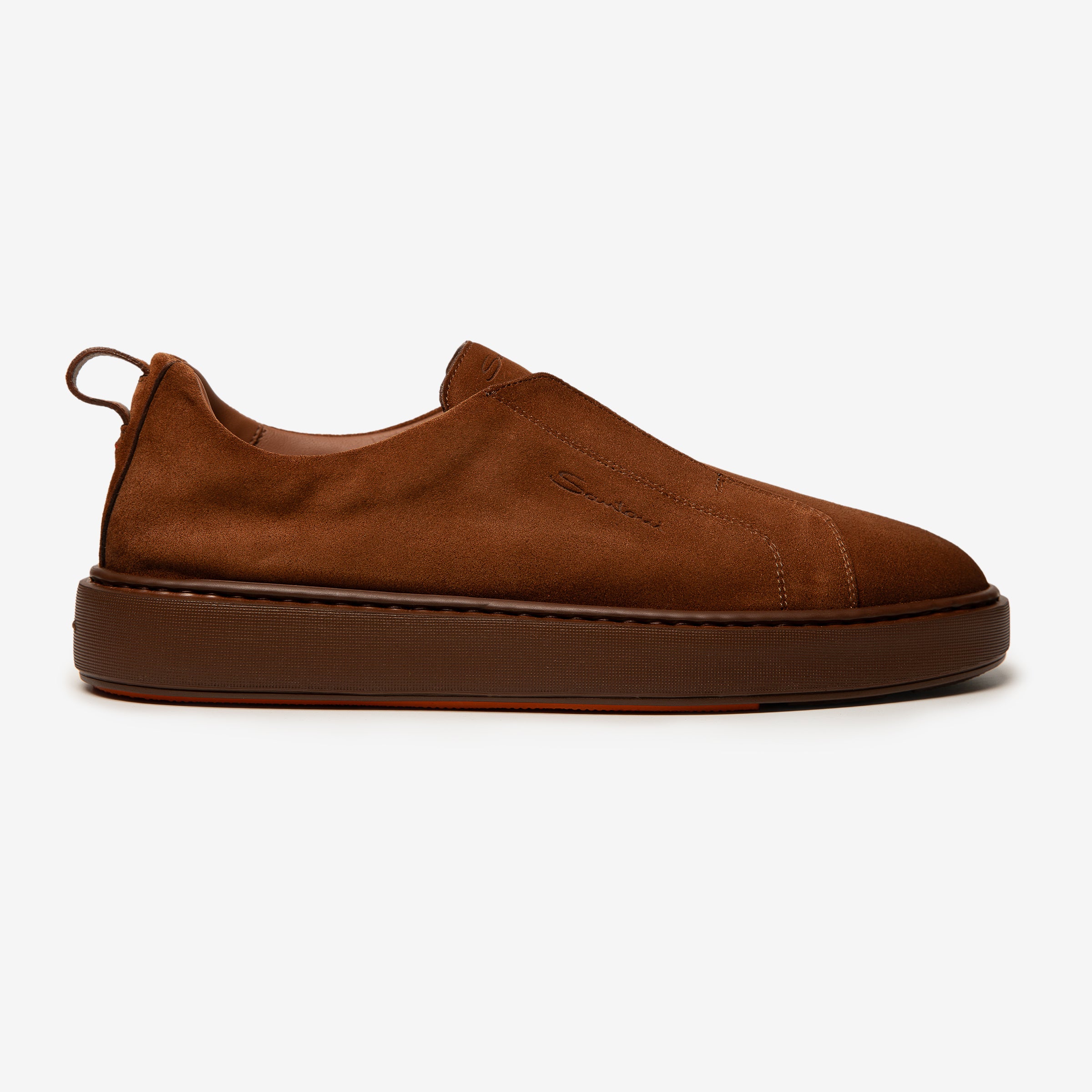 Mid brown Suede Slip On Sneakers