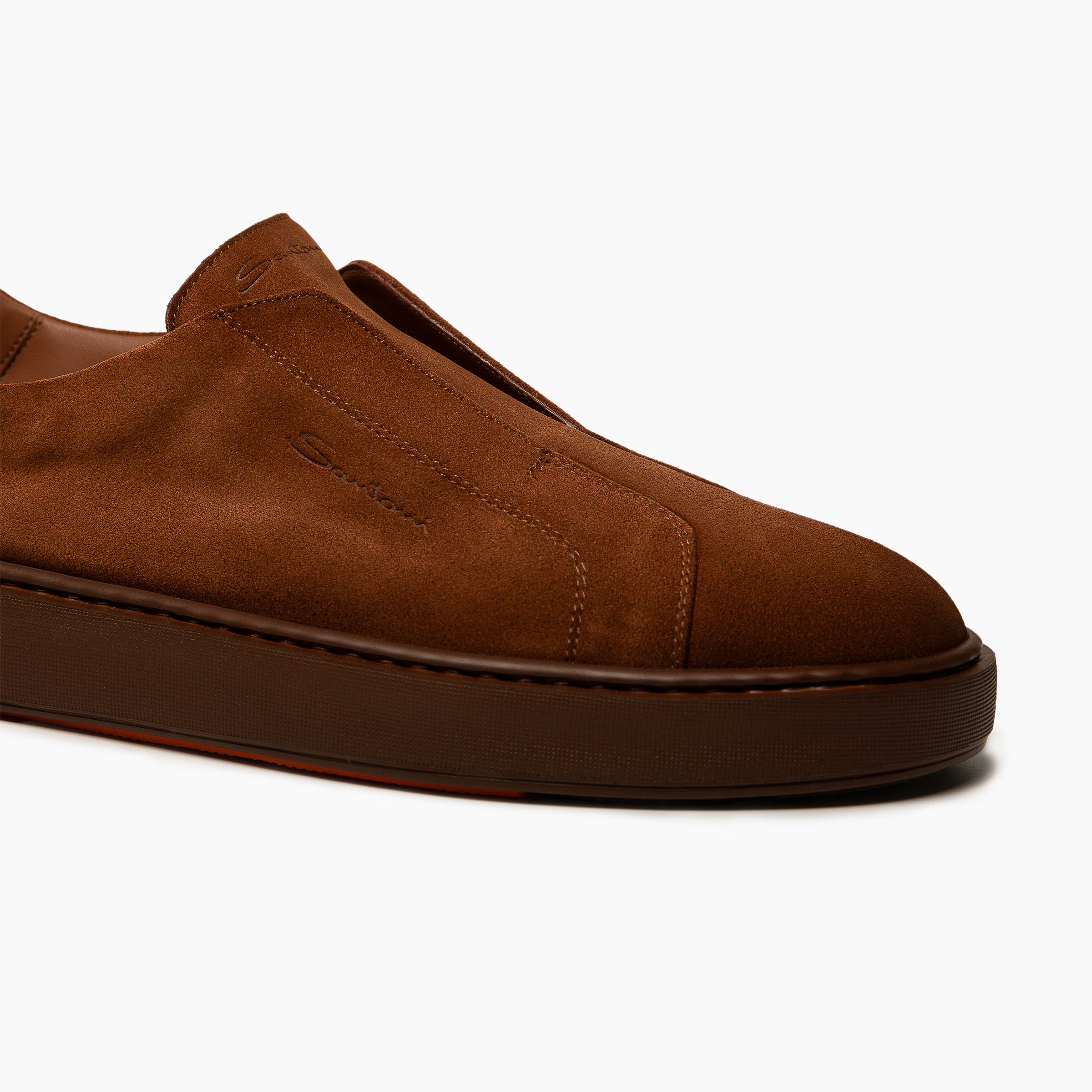 Mid brown Suede Slip On Sneakers