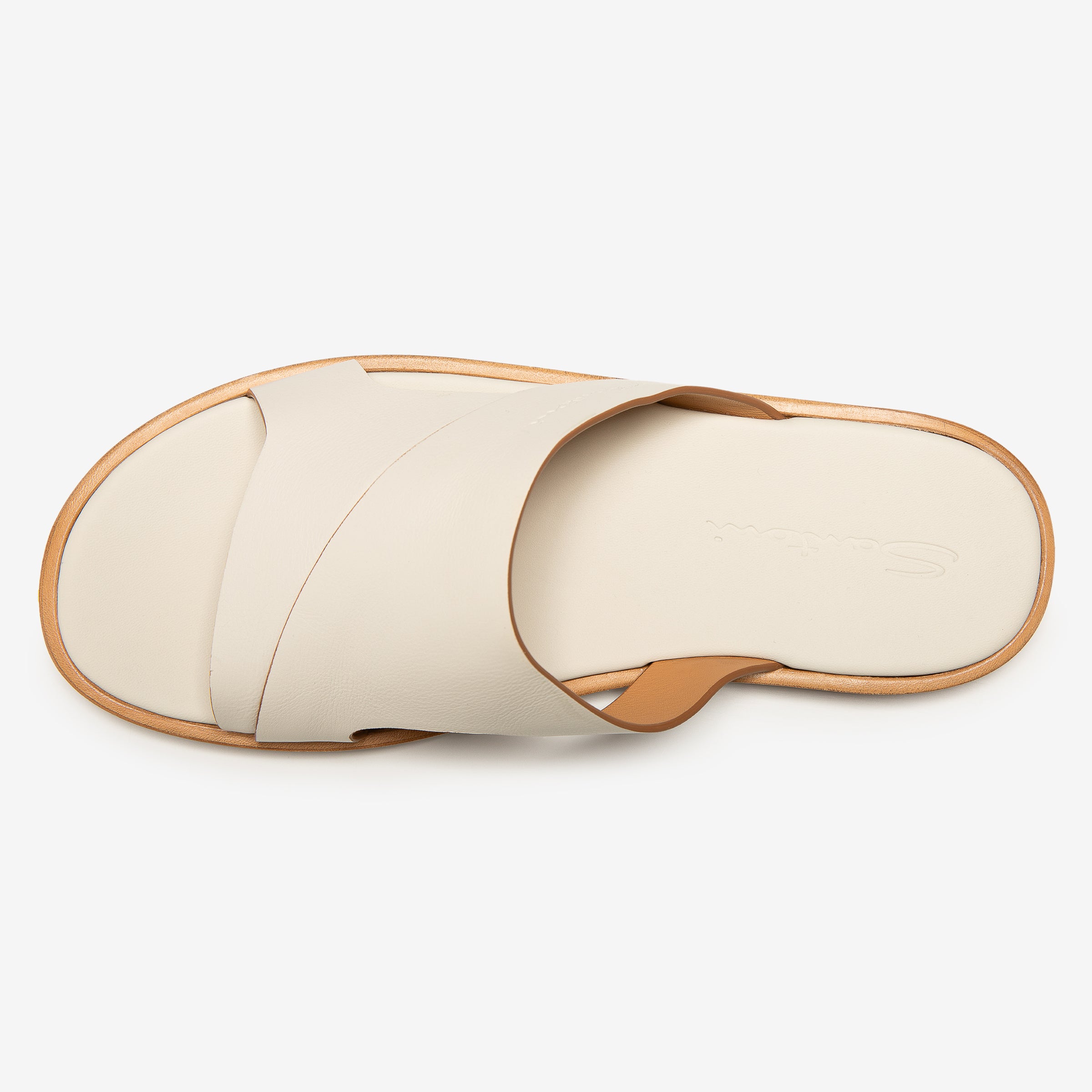 White tumbled leather slides