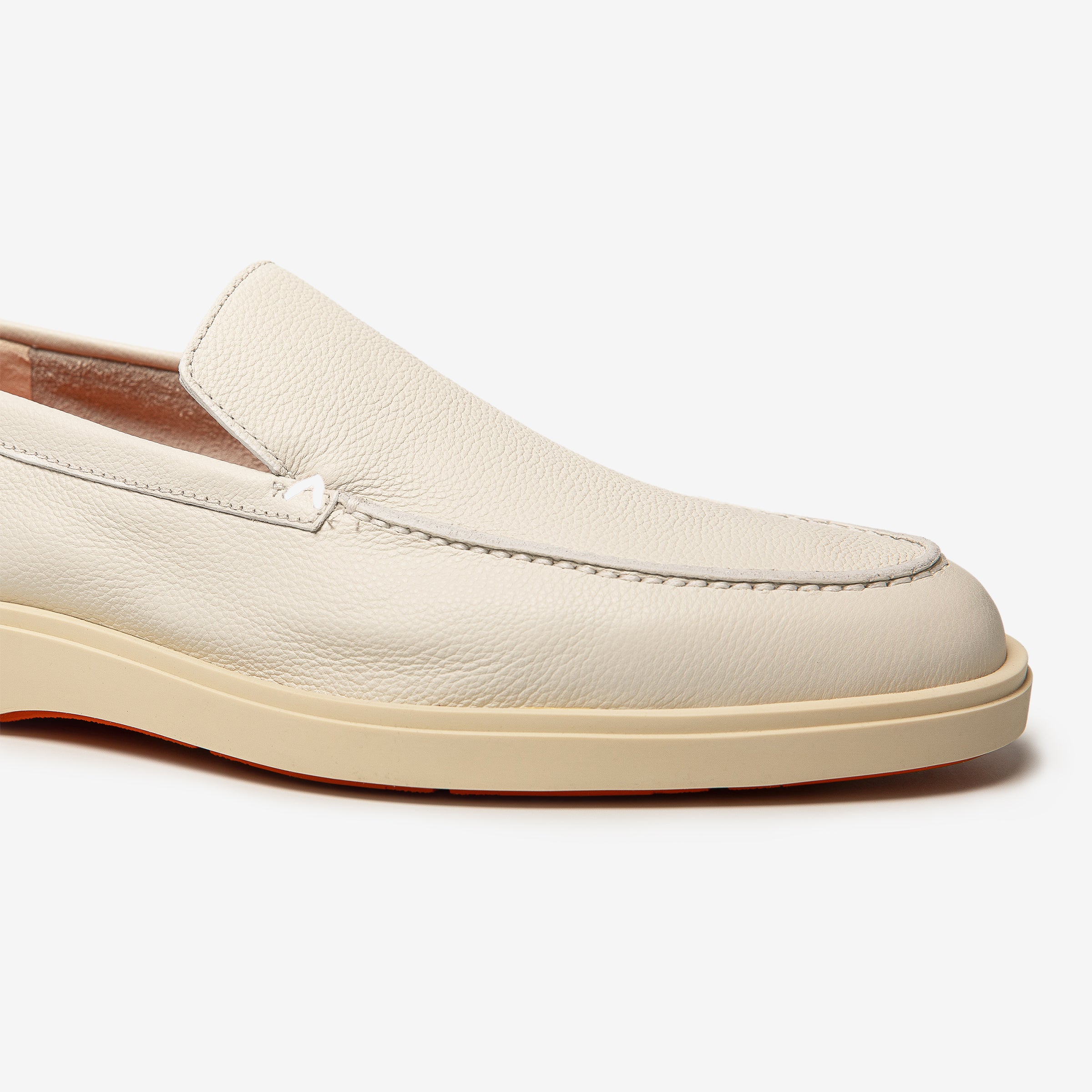 White tumbled leather loafer