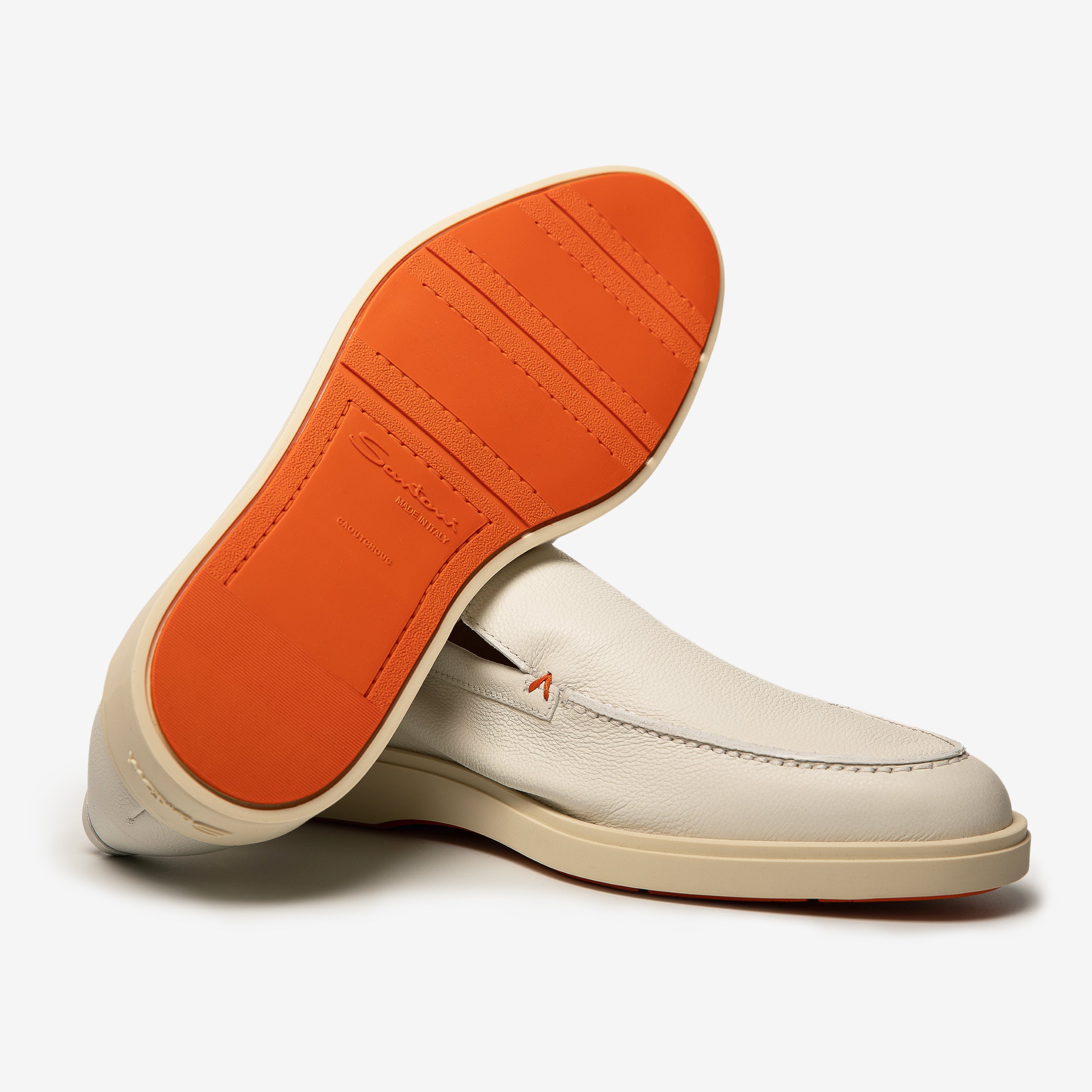 White tumbled leather loafer