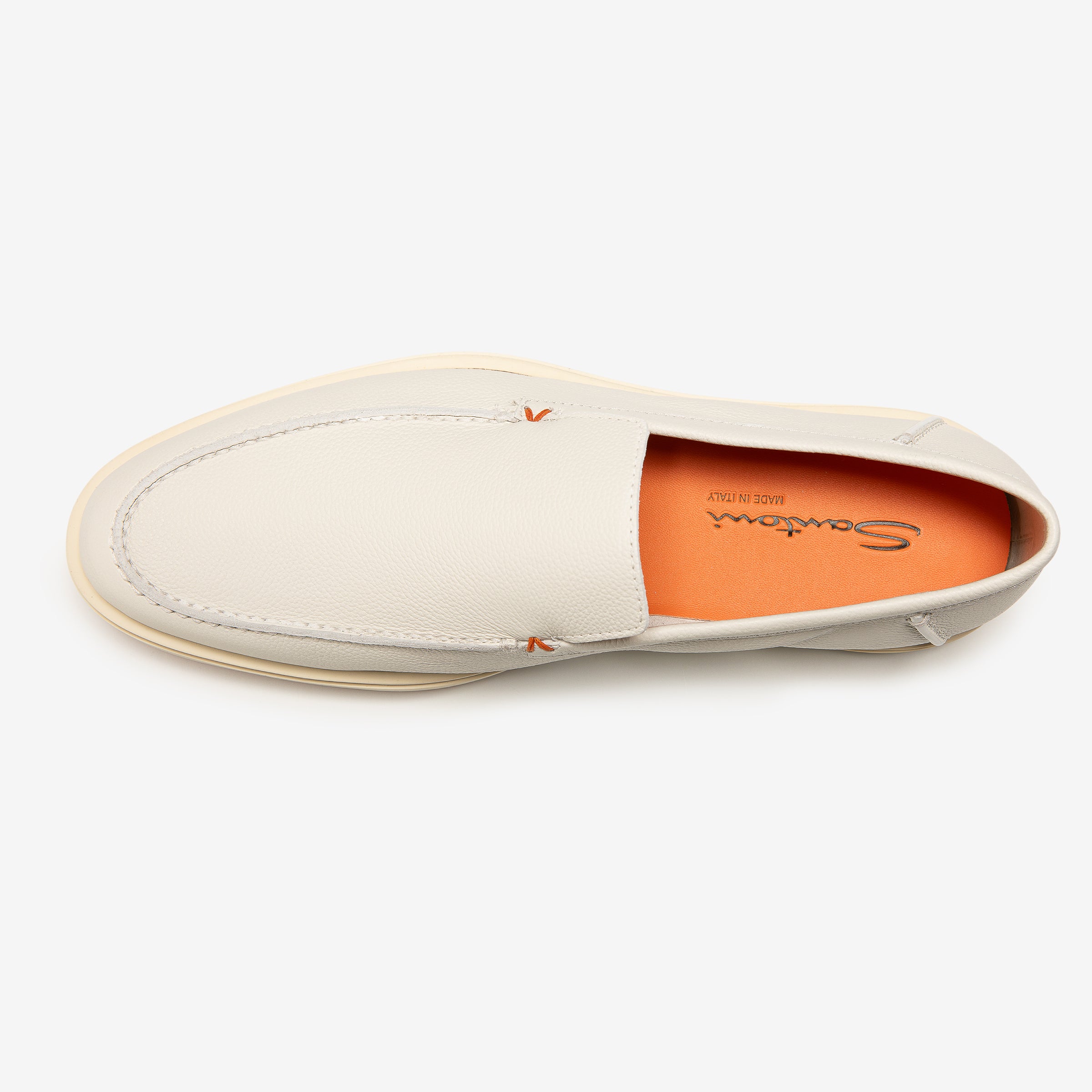 White tumbled leather loafer