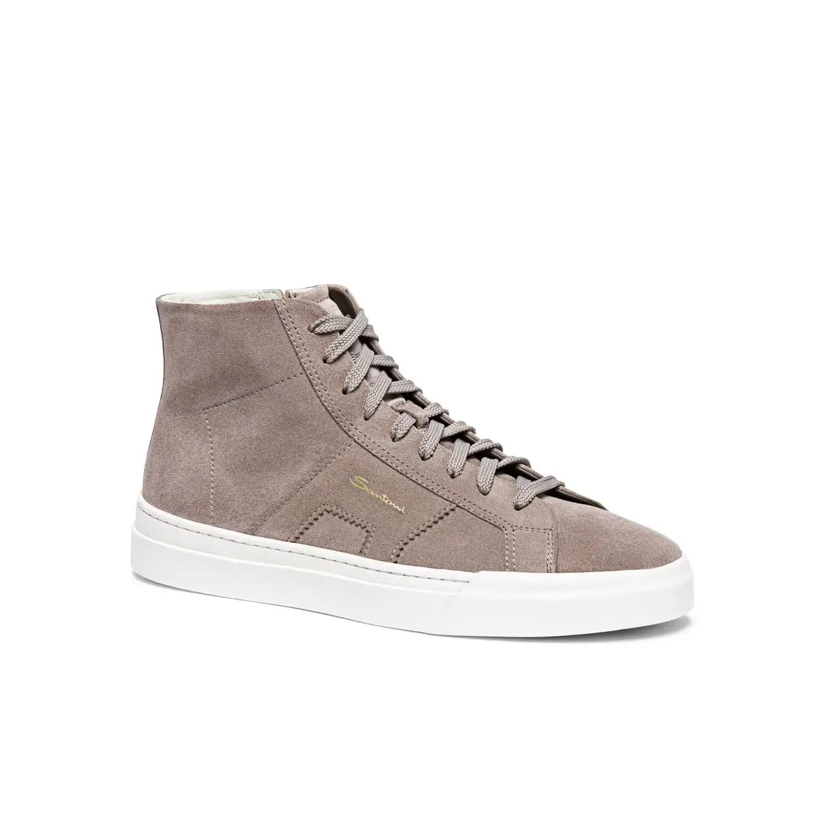 Beige Suede High Top Sneakers