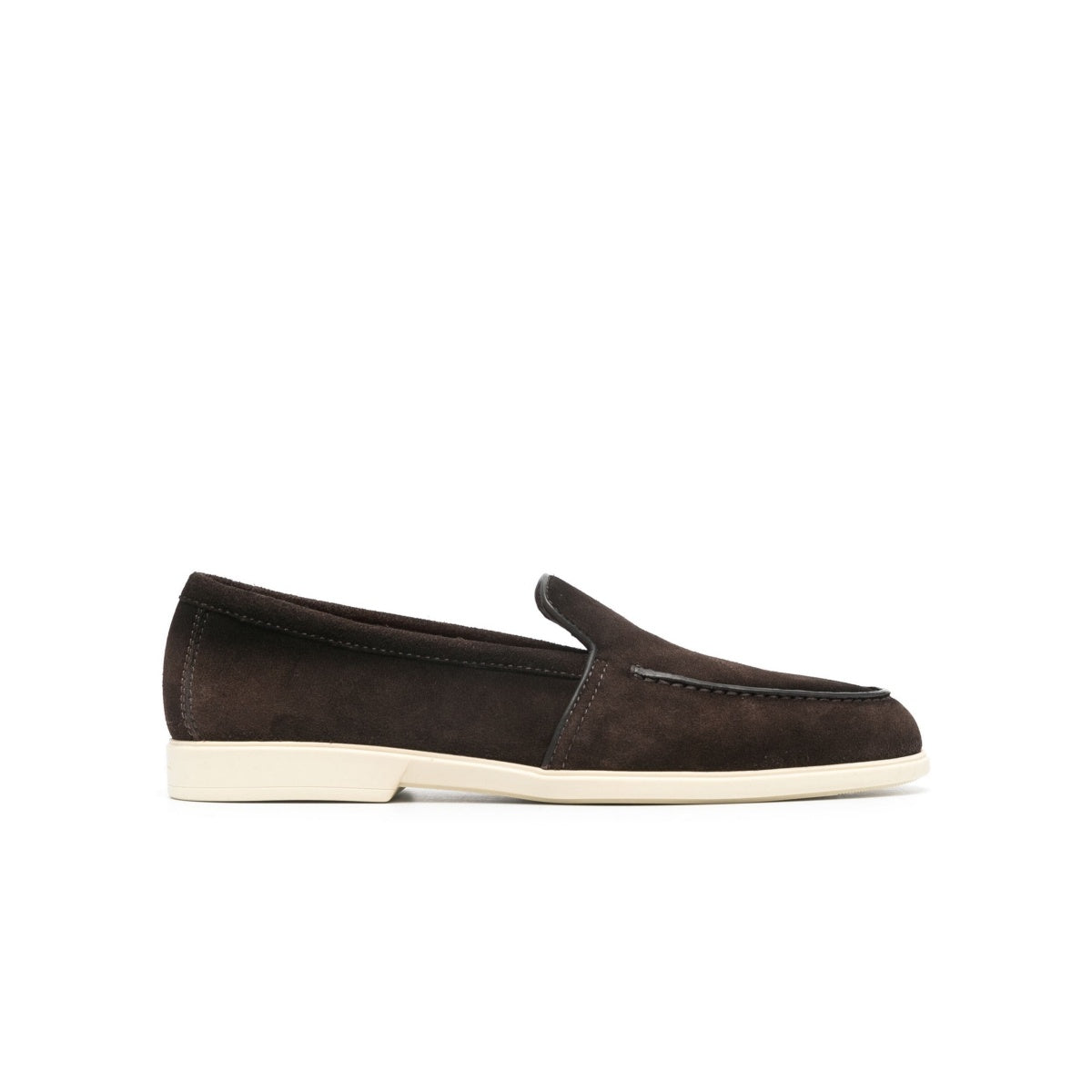 Brown Round-Toe Suede Loafers
