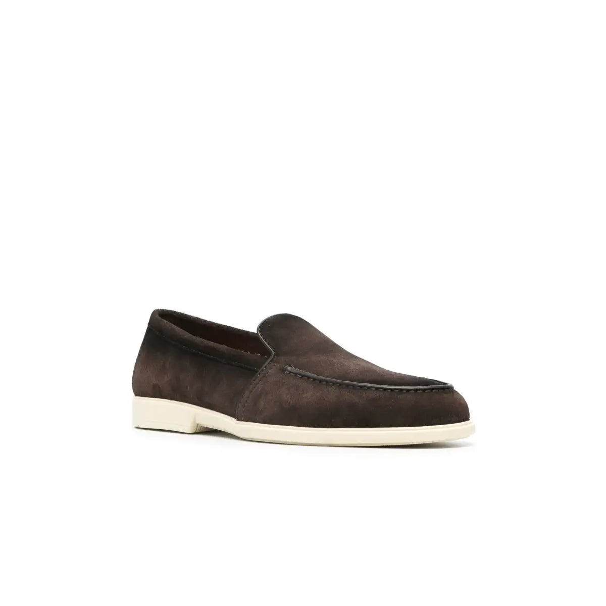 Brown Round-Toe Suede Loafers