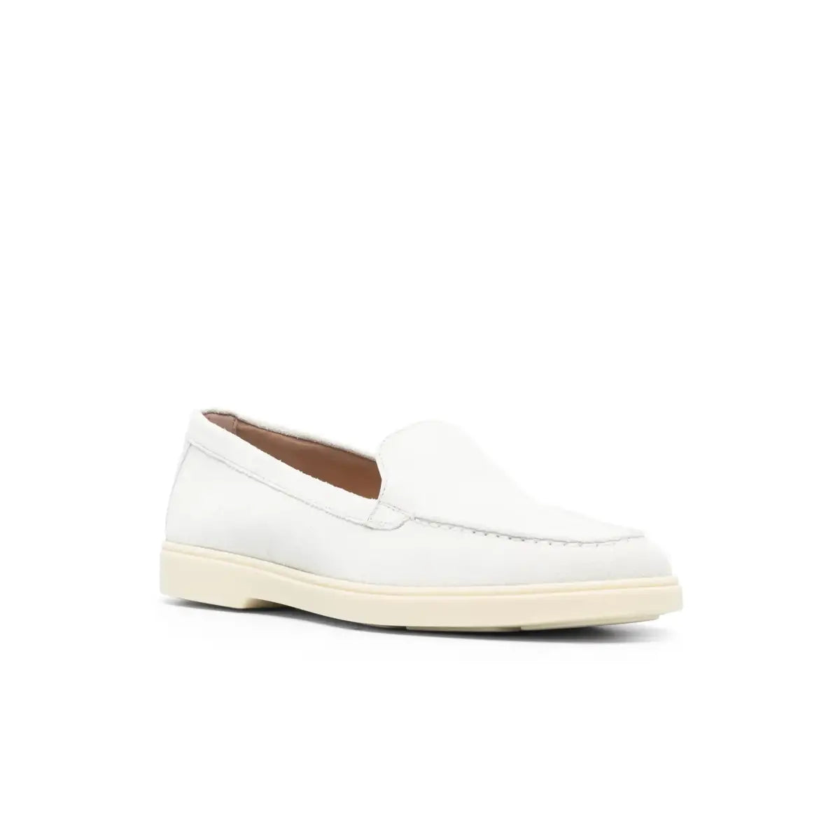 Witte Suède Loafers Ronde Neus