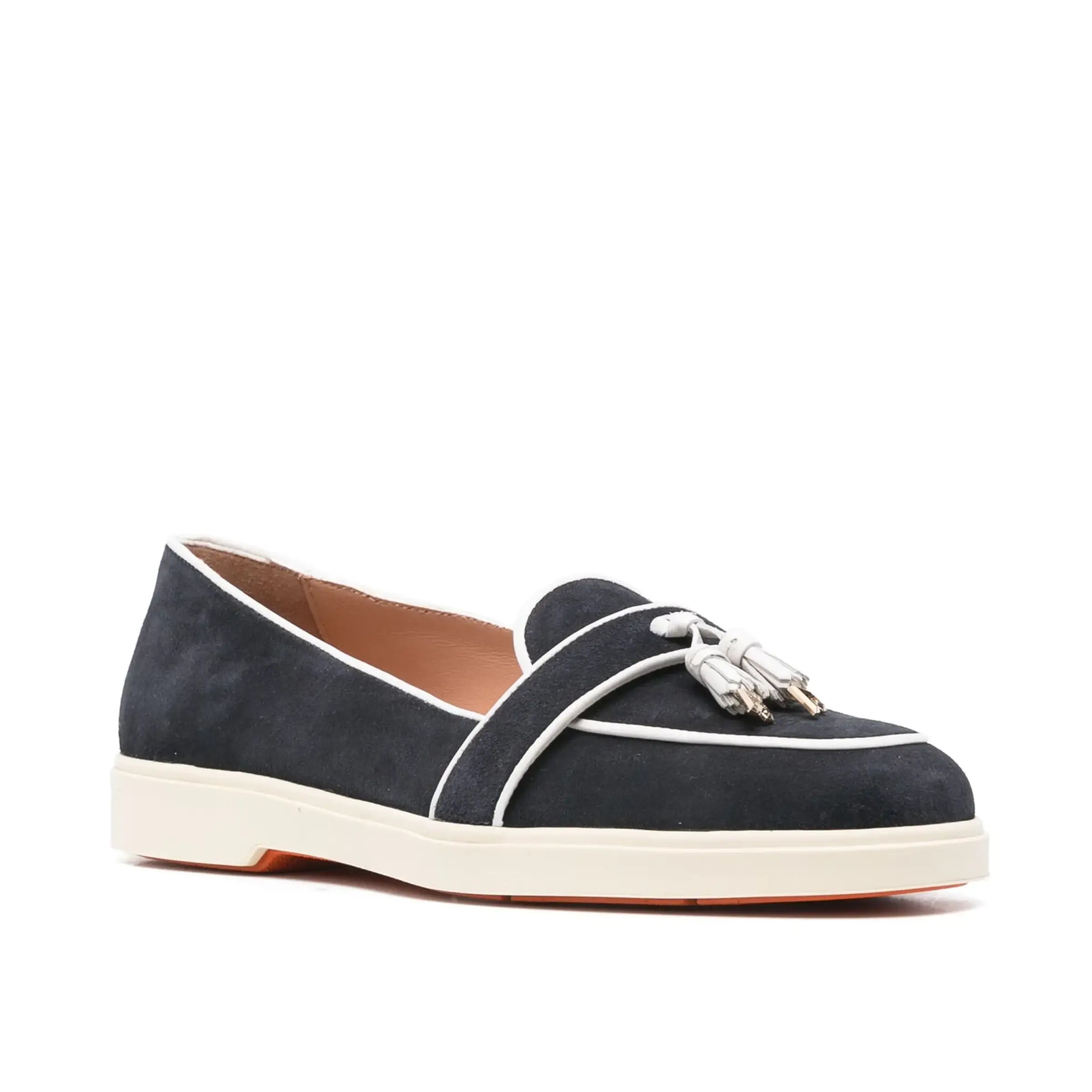 Blaue Wildleder-Loafer quastendetail