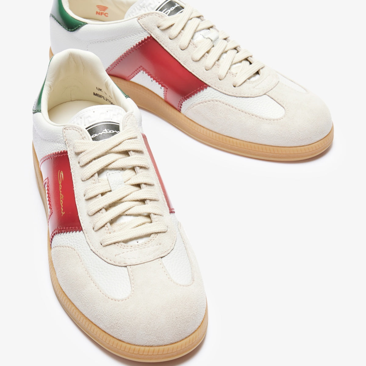 White Panelled Leather Sneakers olympic