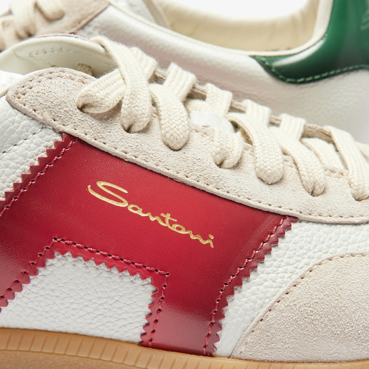 White Panelled Leather Sneakers olympic