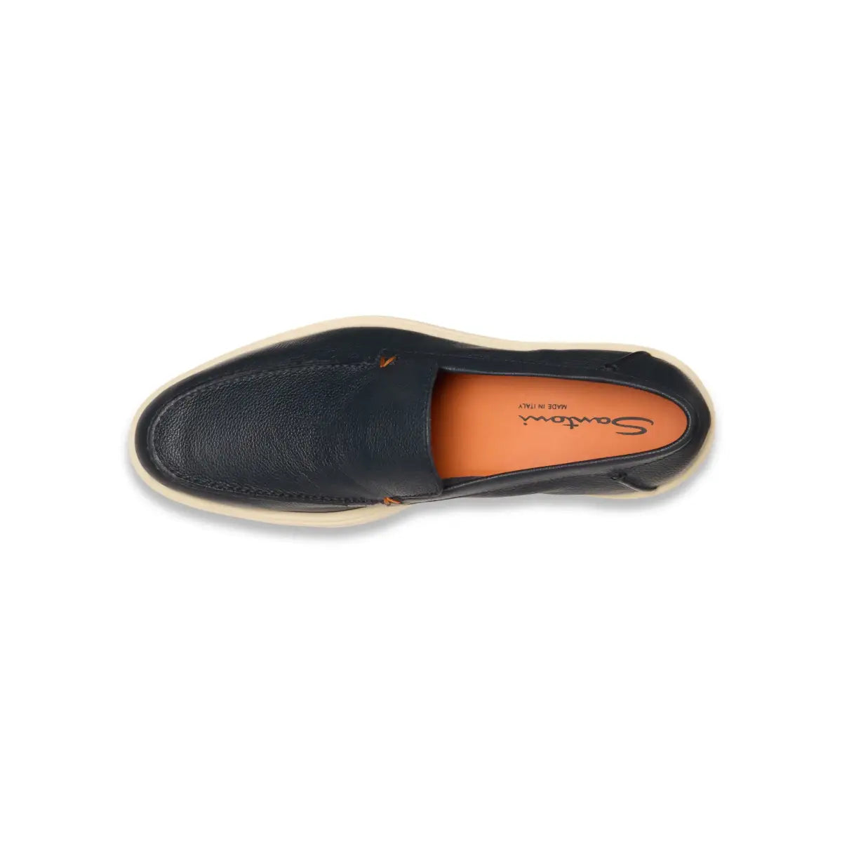 Men's dark blue tumbled leather loafer