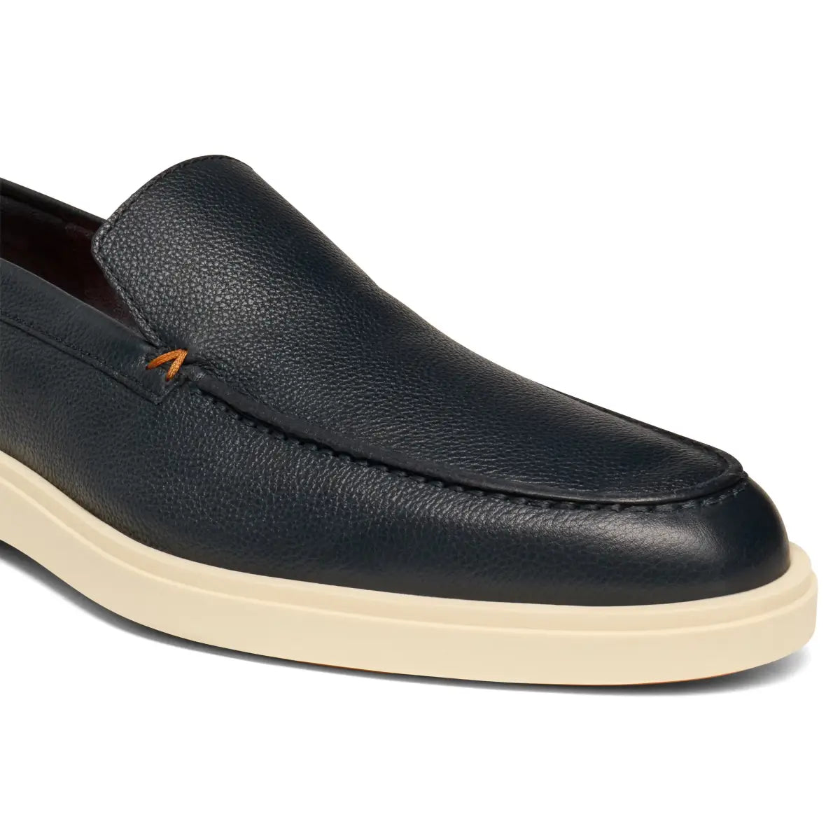 Men's dark blue tumbled leather loafer