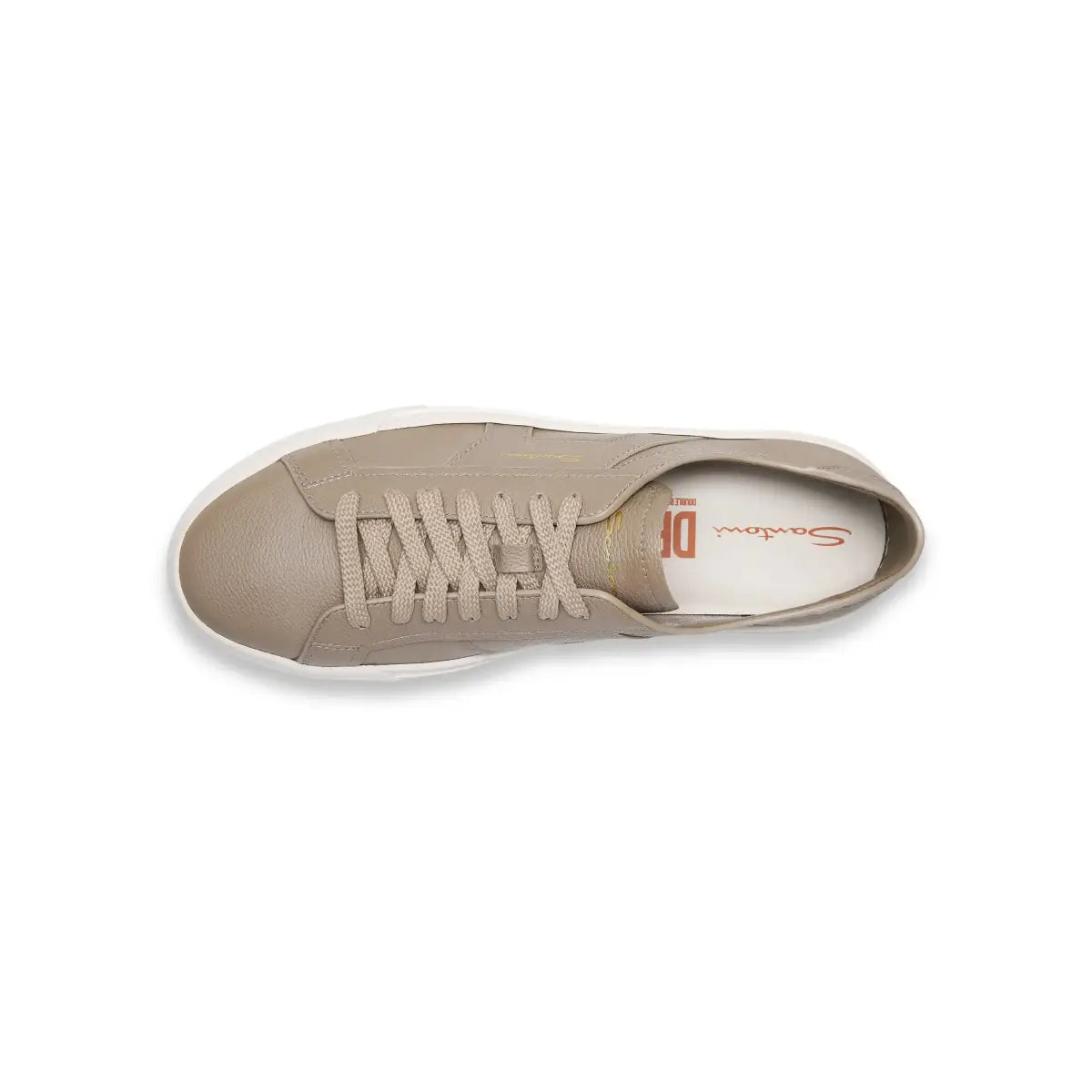 Sneakers double boucle cuir grainé beige