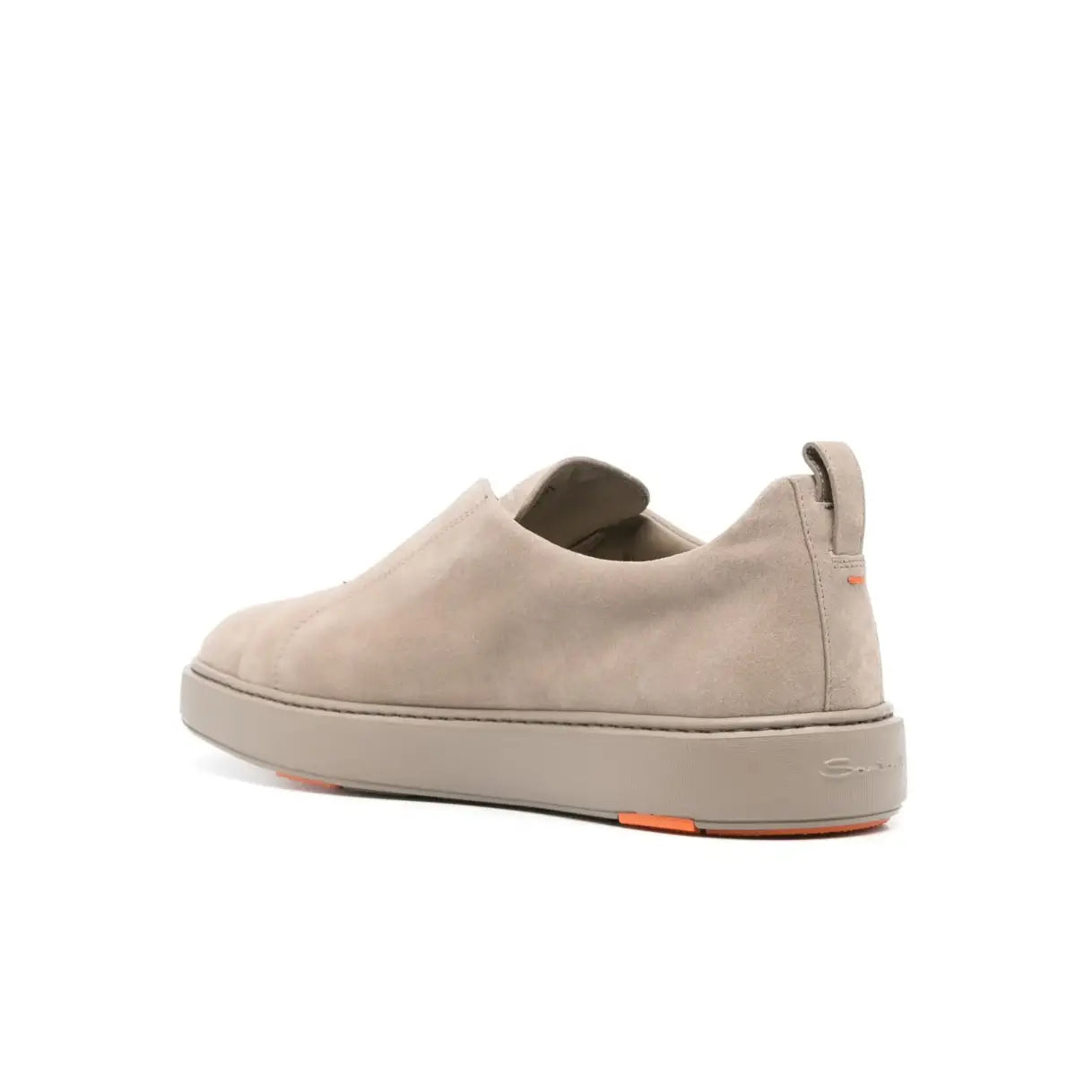 Beige Suede Leather Slip On Sneakers