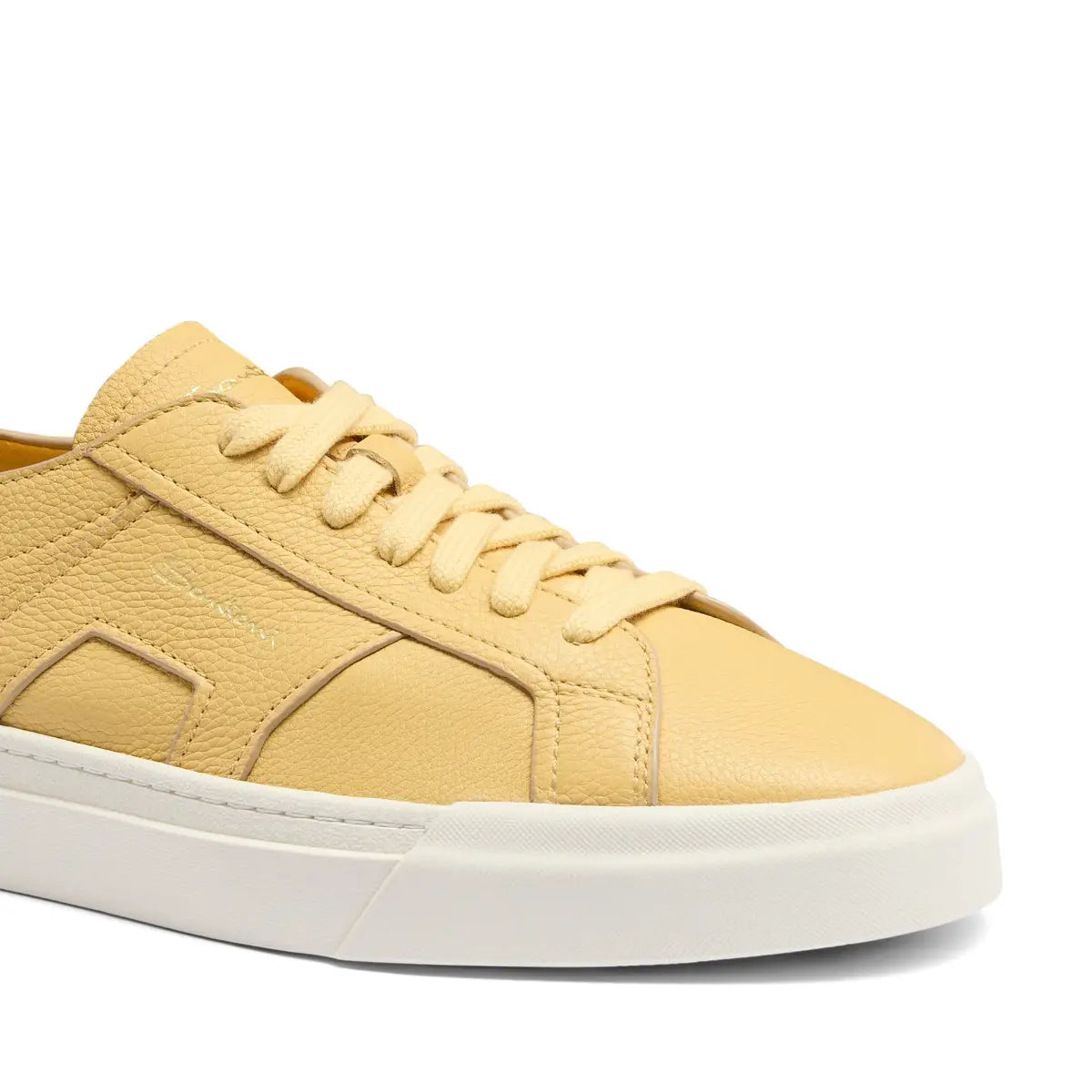 Yellow Tumbled Leather Double Buckle Sneakers