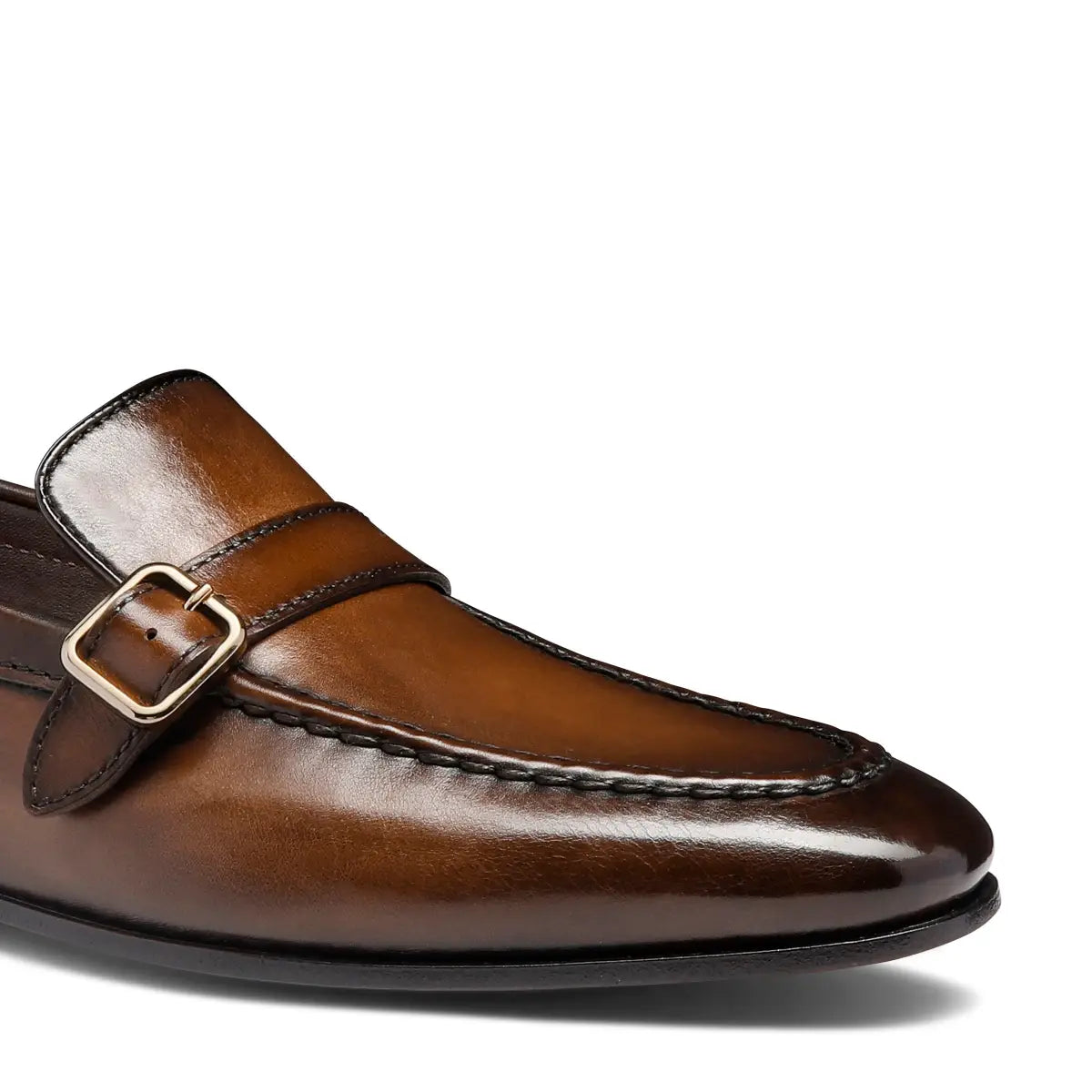 Men's dark brown leather single-buckle loafer