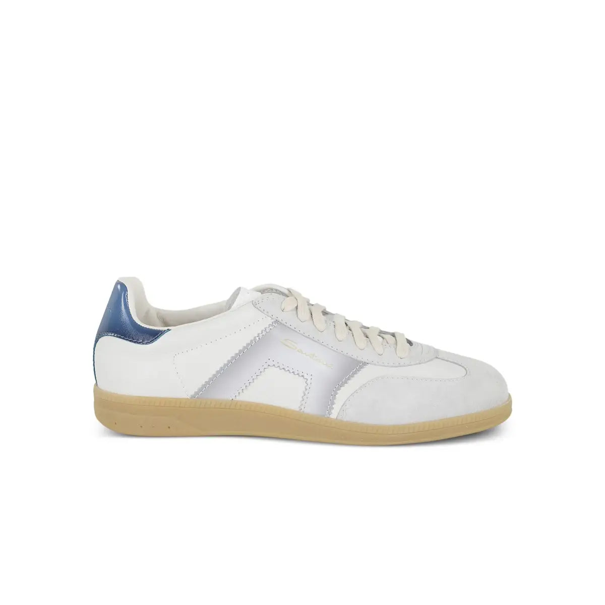 White Panelled Leather Sneakers olympic