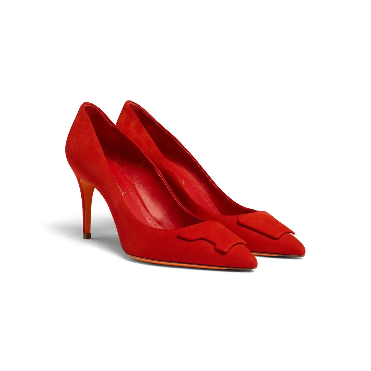 Red suede high-heel Santoni Sibille pump