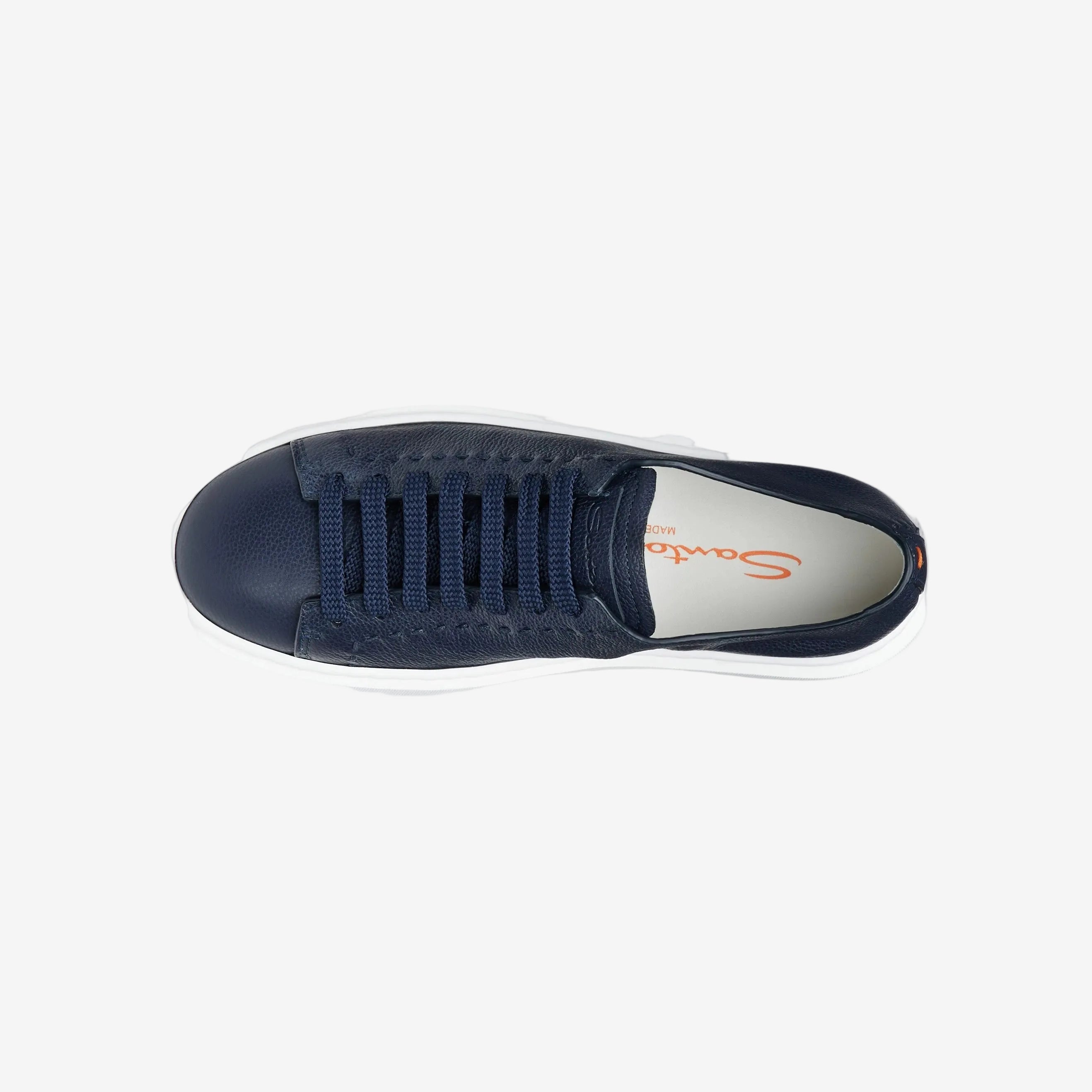 Blaue Sneakers aus gewalktem Leder