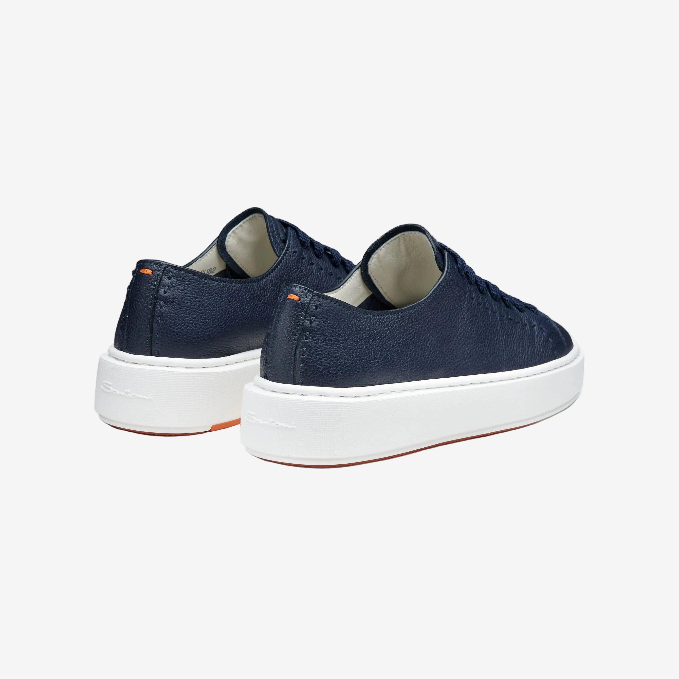 Blaue Sneakers aus gewalktem Leder