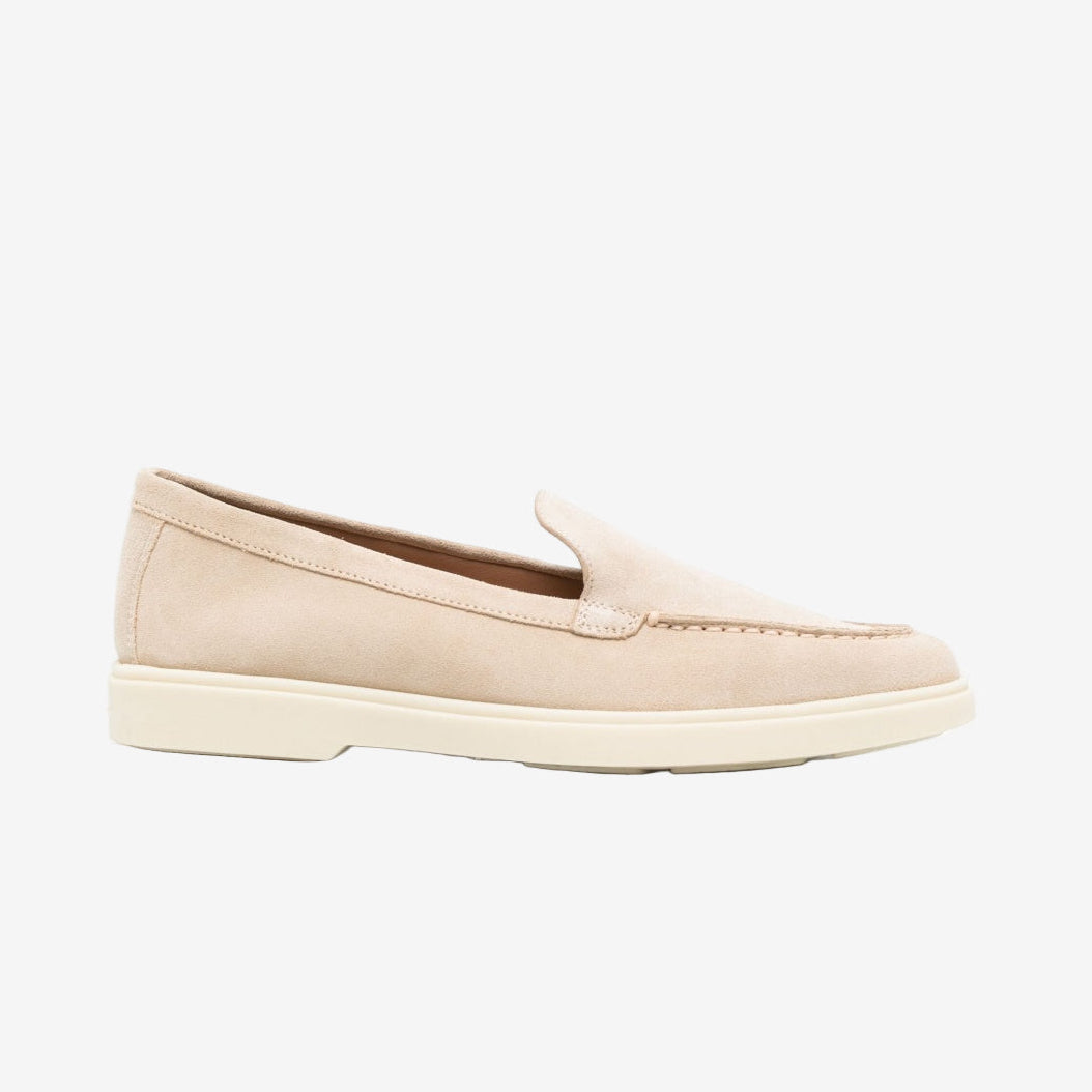 woman santoni suede beige loafers